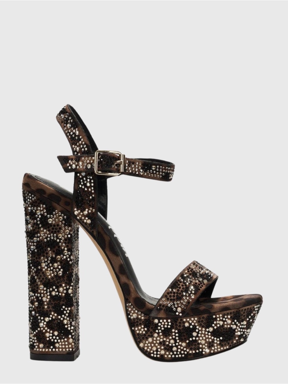 Cape Robbin Embellished Leopard Print Platform Sandal - Brown